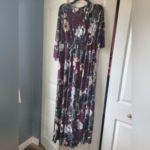 Womens maroon floral maxi dress 2XL